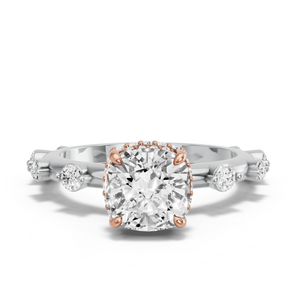 Image for Cushion Dual Halo Ring with Floating Station band