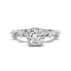 Image for Square Cushion Dual Halo Ring with Floating Station band