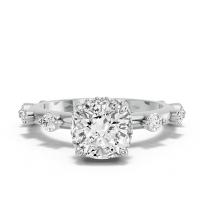 Image for Cushion Dual Halo Ring with Floating Station band