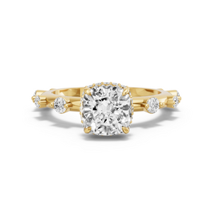 Image for Cushion Dual Halo Ring with Floating Station band