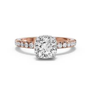 Image for Cushion Dual Halo Ring with French Pave band