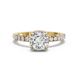 Image for Cushion Dual Halo Ring with French Pave band