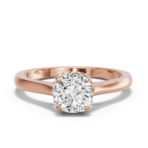 Image for Square Cushion Dual Halo Ring with Knife Edge Cathedral band