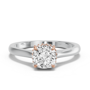 Image for Cushion Dual Halo Ring with Knife Edge Cathedral band