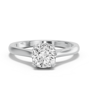 Image for Cushion Dual Halo Ring with Knife Edge Cathedral band