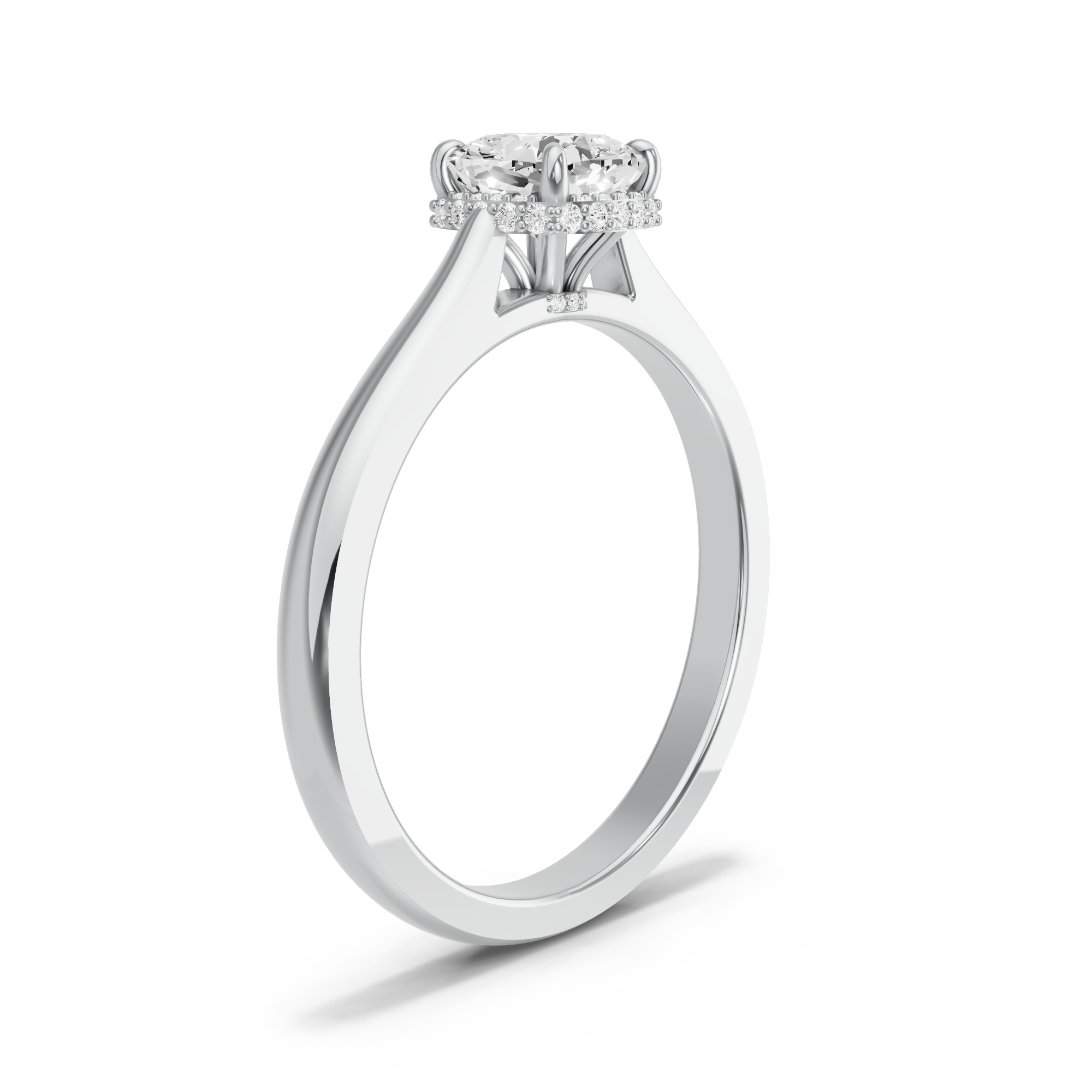 Image for Square Cushion Dual Halo Ring with Knife Edge Cathedral band