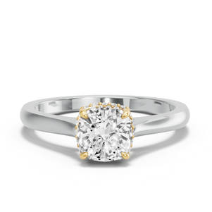 Image for Cushion Dual Halo Ring with Knife Edge Cathedral band