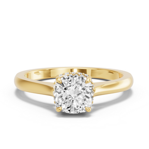Image for Cushion Dual Halo Ring with Knife Edge Cathedral band