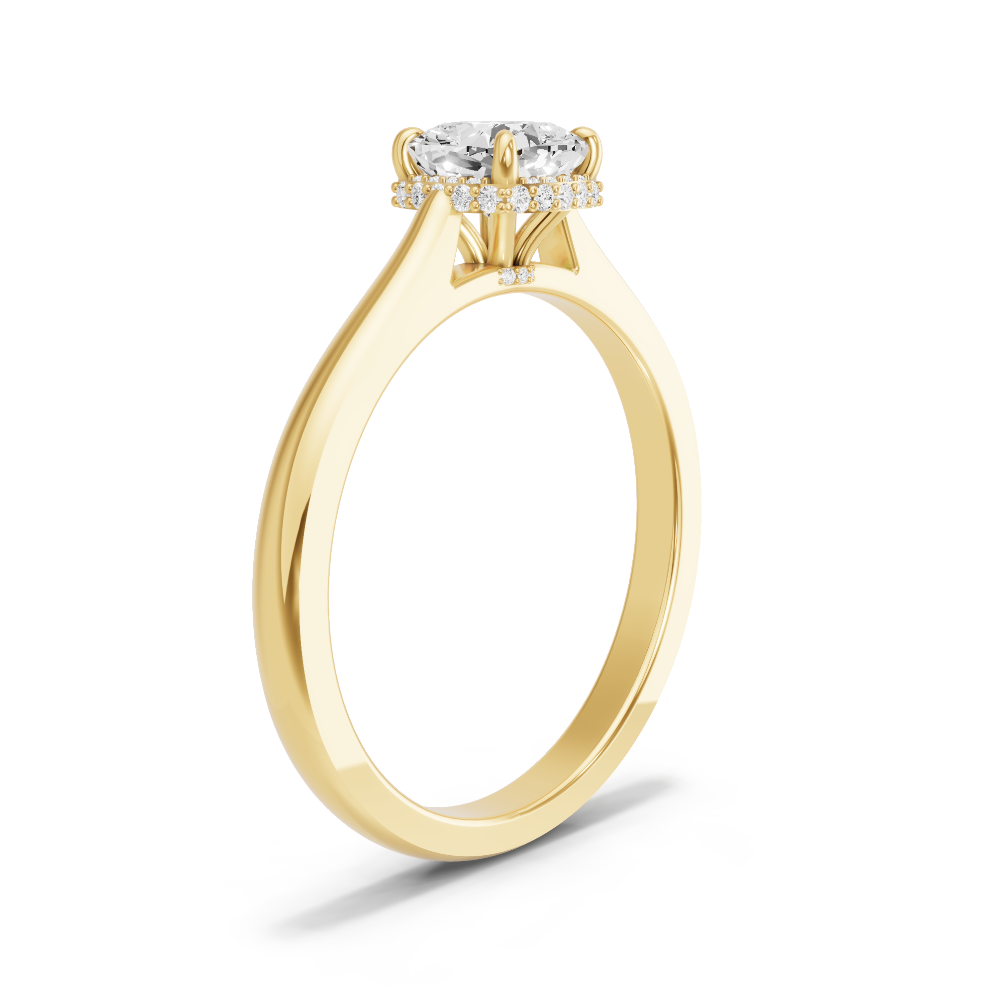 Image for Square Cushion Dual Halo Ring with Knife Edge Cathedral band