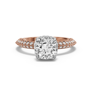 Image for Square Cushion Dual Halo Ring with Knife Edge Pave band