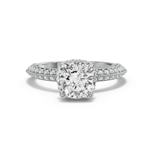Image for Square Cushion Dual Halo Ring with Knife Edge Pave band