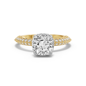 Image for Square Cushion Dual Halo Ring with Knife Edge Pave band