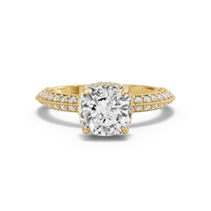 Image for Cushion Dual Halo Ring with Knife Edge Pave band