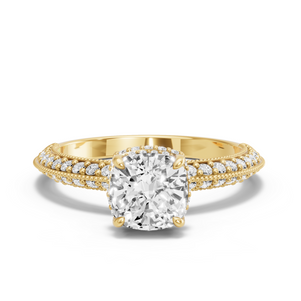 Image for Cushion Dual Halo Ring with Knife Edge Pave band
