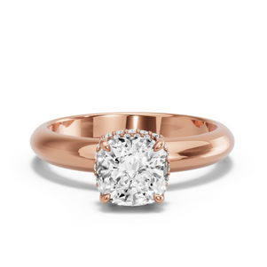 Image for Square Cushion Dual Halo Ring with Knife Edge Solitaire band