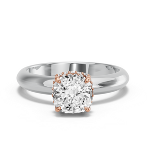 Image for Square Cushion Dual Halo Ring with Knife Edge Solitaire band