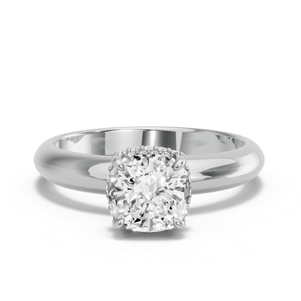 Image for Square Cushion Dual Halo Ring with Knife Edge Solitaire band