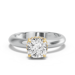 Image for Cushion Dual Halo Ring with Knife Edge Solitaire band