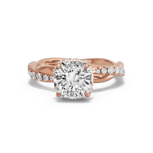 Image for Square Cushion Dual Halo Ring with Rope Pave band