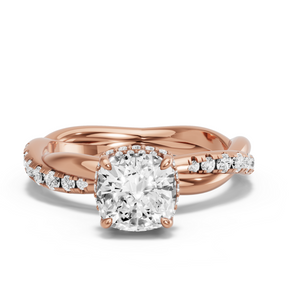 Image for Square Cushion Dual Halo Ring with Rope Pave band