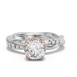 Image for Cushion Dual Halo Ring with Rope Pave band