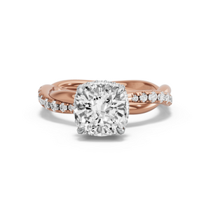 Image for Square Cushion Dual Halo Ring with Rope Pave band