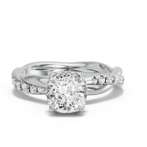 Image for Cushion Dual Halo Ring with Rope Pave band