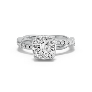 Image for Square Cushion Dual Halo Ring with Rope Pave band