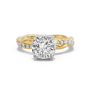 Image for Cushion Dual Halo Ring with Rope Pave band