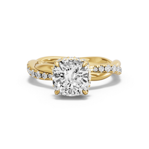 Image for Square Cushion Dual Halo Ring with Rope Pave band