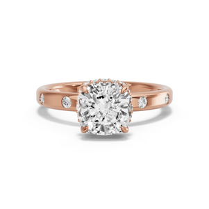 Image for Square Cushion Dual Halo Ring with Sleek Accent band