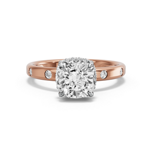 Image for Square Cushion Dual Halo Ring with Sleek Accent band