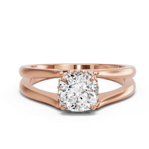 Image for Square Cushion Dual Halo Ring with Split Ring Solitaire band