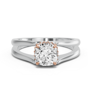 Image for Square Cushion Dual Halo Ring with Split Ring Solitaire band
