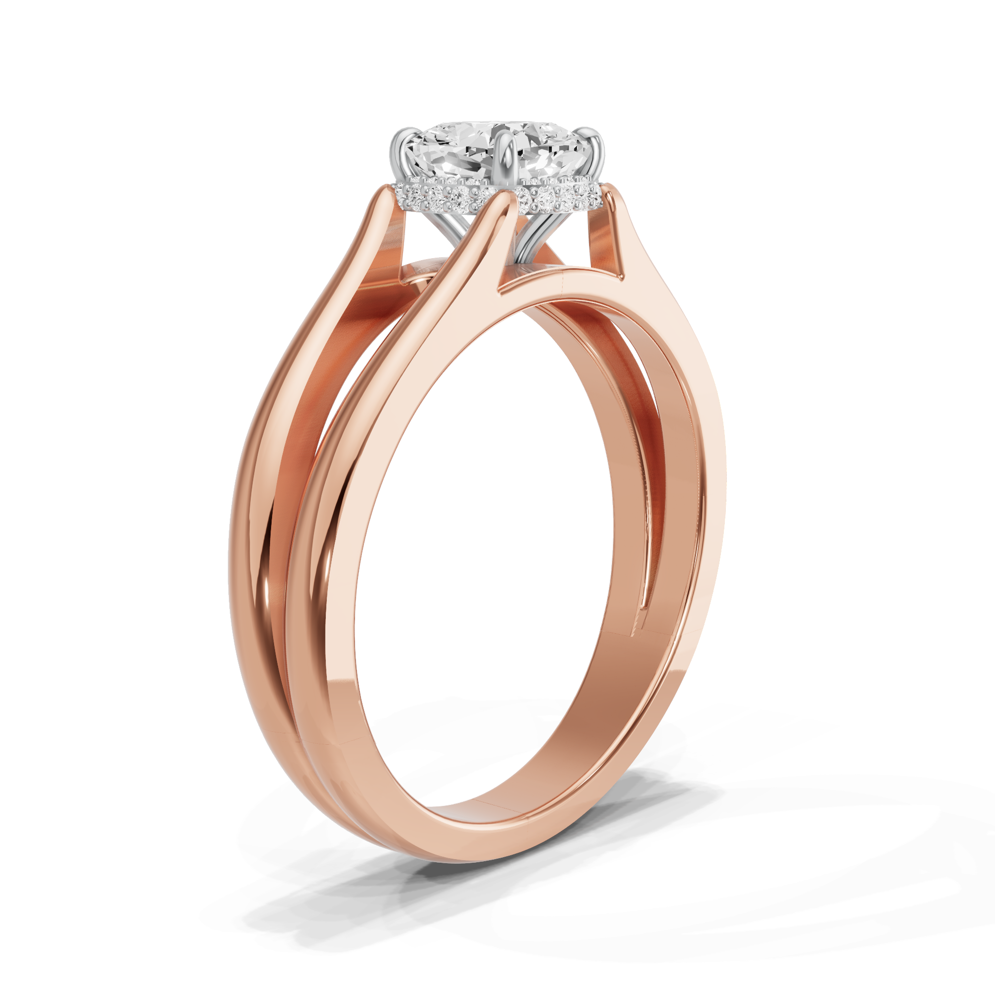 Image for Square Cushion Dual Halo Ring with Split Ring Solitaire band