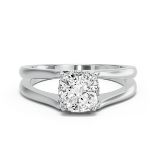 Image for Square Cushion Dual Halo Ring with Split Ring Solitaire band