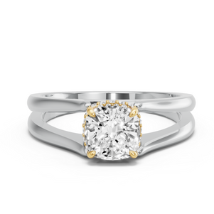Image for Cushion Dual Halo Ring with Split Ring Solitaire band