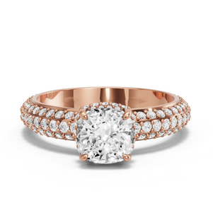 Image for Cushion Dual Halo Ring with Triple Row Pave band