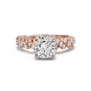 Image for Square Cushion Dual Halo Ring with Twist Pave band