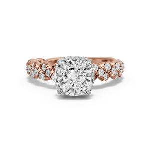 Image for Cushion Dual Halo Ring with Twist Pave band