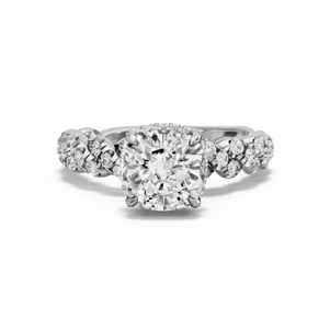 Image for Cushion Dual Halo Ring with Twist Pave band