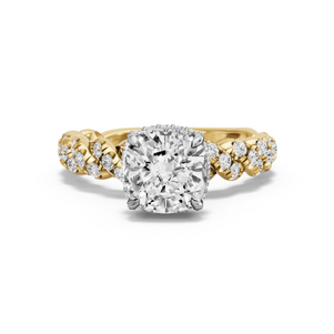 Image for Cushion Dual Halo Ring with Twist Pave band