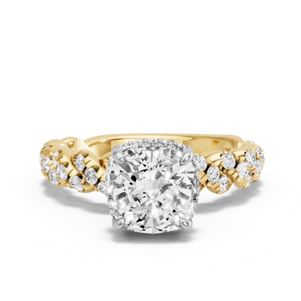 Image for Cushion Dual Halo Ring with Twist Pave band