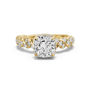 Image for Square Cushion Dual Halo Ring with Twist Pave band