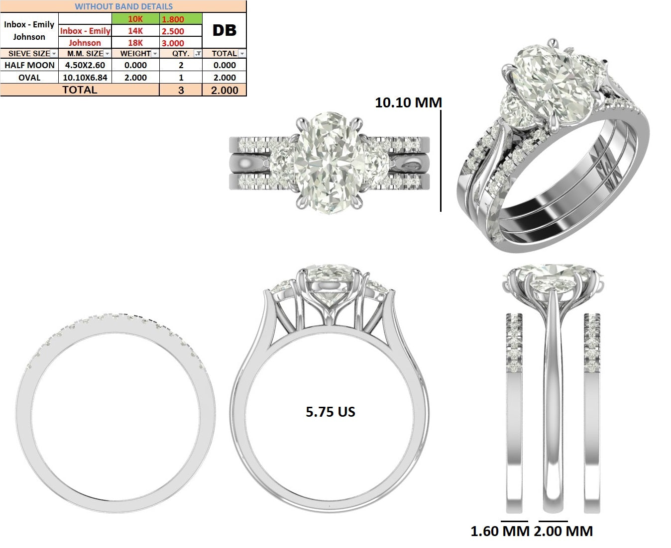 Custom order -  Emily Johnson | Upgrade to 14k White gold