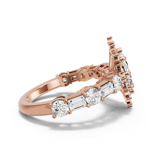 Image for Marquise Fancy Halo Ring with Alternating Baguette band