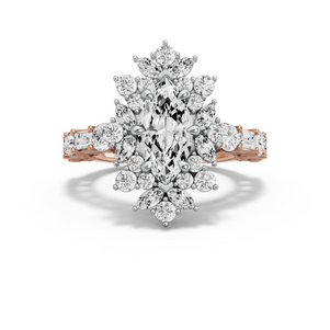 Image for Marquise Fancy Halo Ring with Alternating Baguette band
