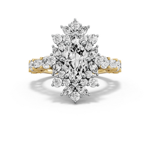 Image for Marquise Fancy Halo Ring with Alternating Baguette band
