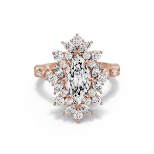 Image for Marquise Fancy Halo Ring with Alternating Marquise band in 18K Rose Gold