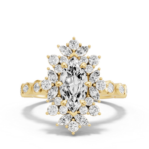 Image for Marquise Fancy Halo Ring with Alternating Marquise band